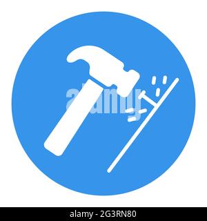 Hammer and nails vector white glyph icon. Construction, repair and building. Graph symbol for your web site design, logo, app, UI Stock Vector
