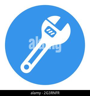 Adjustable spanner vector white glyph icon. Construction, repair and building. Graph symbol for your web site design, logo, app, UI Stock Vector