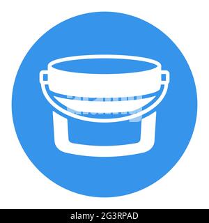 Pastic bucket container for paint or food white glyph icon. Construction, repair and building vector design and illustration Stock Vector