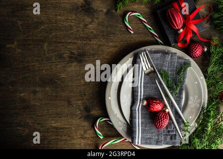 Christmas table setting Stock Photo