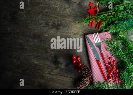 Christmas table setting Stock Photo