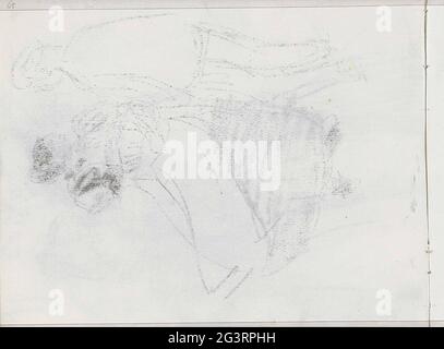Abkatensch of the chalk drawing on leaf 15 recto. Leaf 14 Verso from sketchbook XX with 26 sheets. Stock Photo