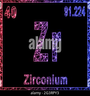 Zirconium chemical element, Sign with atomic number and atomic weight, Stock Photo