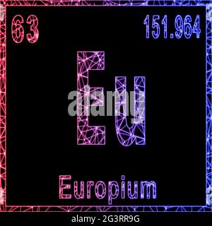 Europium chemical element, Sign with atomic number and atomic weight, Stock Photo