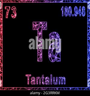 Tantalum chemical element, Sign with atomic number and atomic weight, Stock Photo