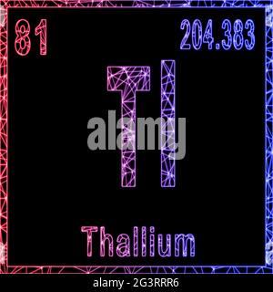 Thallium chemical element, Sign with atomic number and atomic weight, Stock Photo