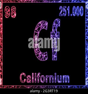 Californium chemical element, Sign with atomic number and atomic weight, Stock Photo