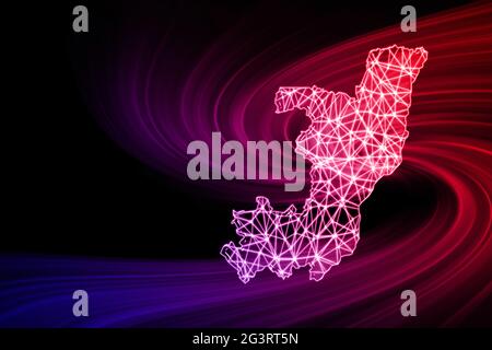 Map of Congo, Polygonal mesh line map, modern colorful map Stock Photo ...