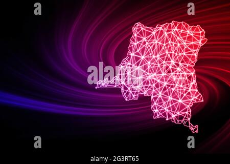 Map of Congo, Polygonal mesh line map, modern map Stock Photo - Alamy