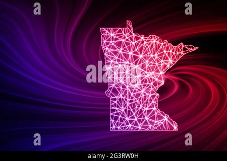 Minnesota Line Map Map of Minnesota, Polygonal mesh line map, flag map Stock Photo - Alamy