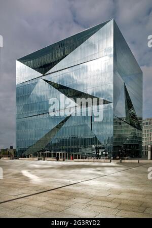 Cube Berlin, cubical office building on Washington Square, Germany, Berlin Stock Photo