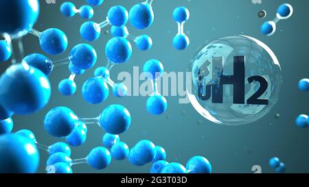H2 Hydrogen Molecule Gas Pump Stock Photo