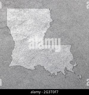 Map of Louisiana, silver background, map background Stock Photo