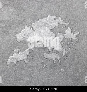 Map of Hong Kong, silver background, map background Stock Photo