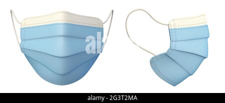 Medical mask front and side view 3D Stock Photo