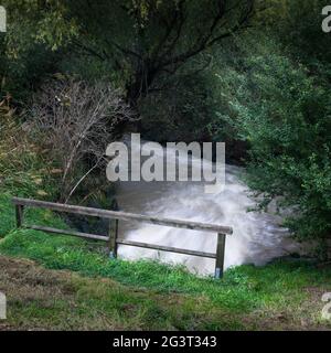 Water stream caused bei a flood in Burgenland Stock Photo