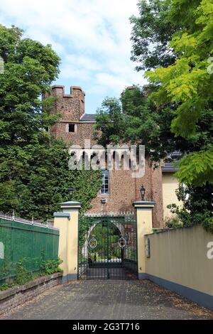 Access to the former state castle Lechenich, water castle from the 14th century Stock Photo