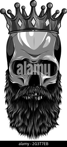 silhouette human skull with beard vector illustration design Stock ...
