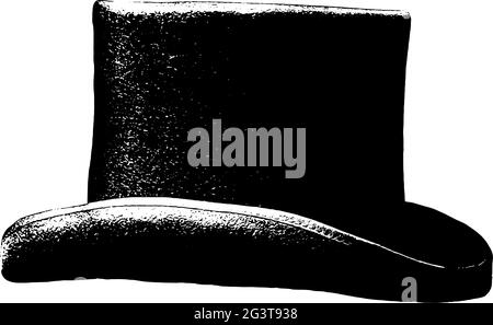 Black top hat vector illustration in black on white background Stock Vector