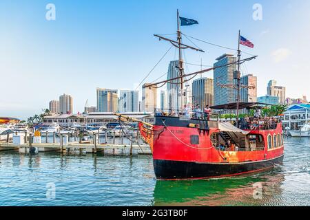 Pirate cruise ship, vessel tour in Miami, USA, 2019 Stock Photo