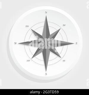 Black and white compass on a white circle. Editable. Stock Vector