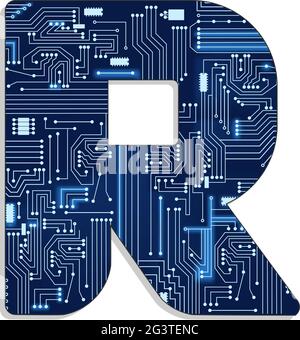 Letter R Made From A Computer tech, technology alphabet, vector illustration Stock Vector Image & Art ...