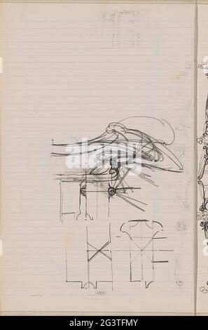 Studies, possible architecture. Leaf 58 Verso from a sketchbook with 79 sheets. Stock Photo