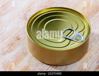 Tin can with ring pull tab Stock Photo