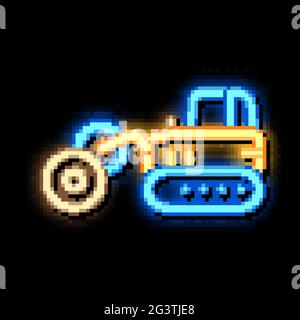 logging tractor neon glow icon illustration Stock Vector