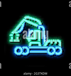 logging industry machine neon glow icon illustration Stock Vector