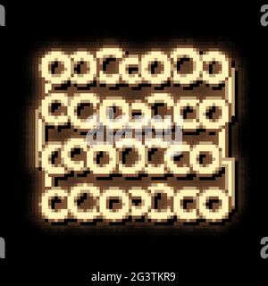 tree trunk heap neon glow icon illustration Stock Vector