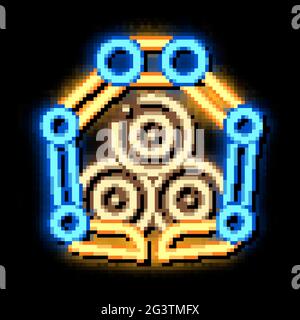 logging loading machine neon glow icon illustration Stock Vector
