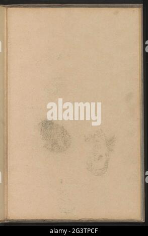 Abklatsch of drawings. Among other things from a woman's head. Page 57 From a sketchbook with 38 sheets. Stock Photo