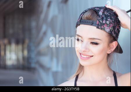 Close up Attractive Female Hip Hop Dancer Looking at the Camera Fiercely. Stock Photo