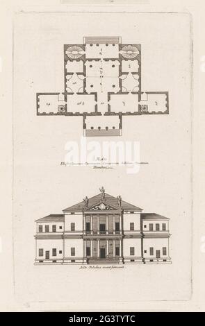 Villa map and façade designed by Andrea Palladio; Villas of Palladio ...