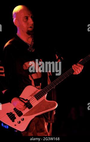 Wantagh, NY, USA. 5 August, 2012. Shavo Odadjian, of System of a Down, performs at the System Of A Down and Deftones Concert at Nikon at Jones Beach Theater. Credit: Steve Mack/Alamy Stock Photo