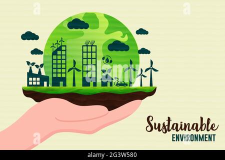 Creative illustration about clean energy, sustainability and environment  Stock Photo - Alamy