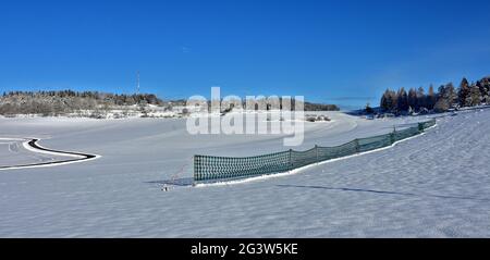Winter landscape on the swabian alps, germany Stock Photo