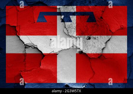 Flag of Piedmont painted on cracked wall Stock Photo