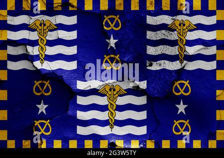 Flag of Brisbane painted on cracked wall Stock Photo - Alamy