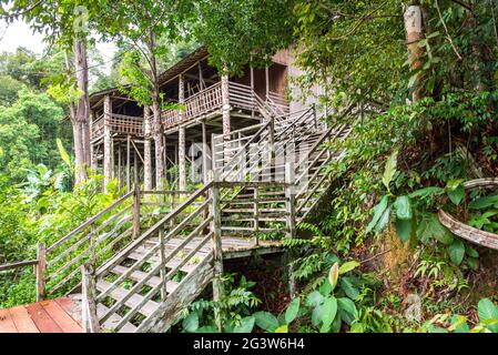 Traditional Orang Ulu Longhouse In The Sarawak Cultural Village On ...