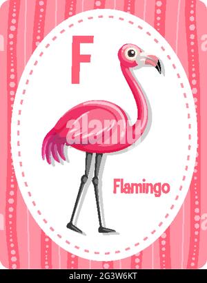 Alphabet flashcard with letter For Flamingo illustration Stock Vector