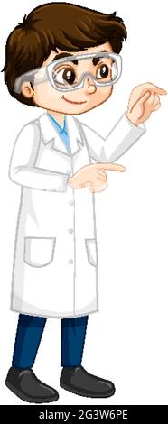 A boy cartoon character wearing laboratory coat illustration Stock Vector