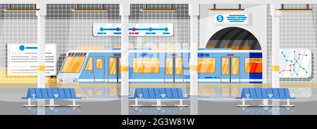 Empty Subway Station Interior. Stock Vector