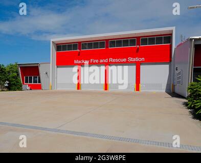 Queensland Fire and Emergency Services Mackay Fire and Rescue station in Mackay, north Queensland Stock Photo