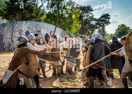 Historical reenactment of Battle of Cedynia, Poland Stock Photo