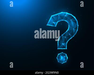 Question mark low poly design. Punctuation mark, question polygonal vector illustrations on a blue background. Stock Photo