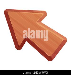 Wooden arrow mouse cursor for ui games, icon or decoration in cartoon style isolated on white background. Funny, comic and unusual asset, item. Vector Stock Vector