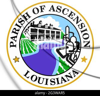 3D Seal of Ascension Parish (Louisiana), USA. 3D Illustration. Stock Photo