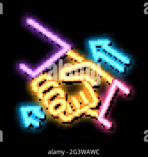 human handshake neon glow icon illustration Stock Vector